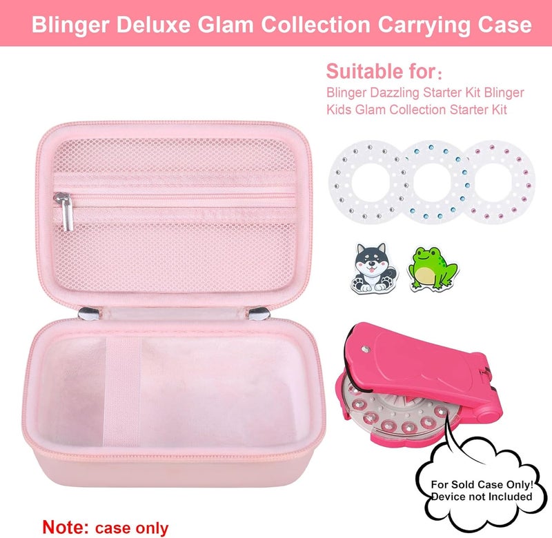Elonbo Carrying Case for Blinger Dazzling Starter Kit, Blinger Kids Glam Collection Starter Kit Storage Bag, Kids Hair Styling Tool Travel Organizer Holder, Pocket fits Gems Rhinestones, Light pink - Image 2